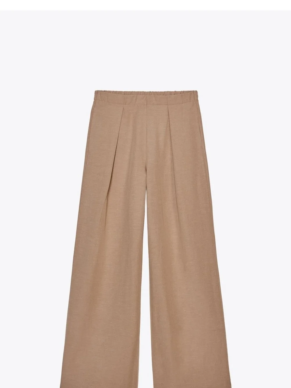 Zara Wide-Leg Pull-On Linen Palazzo Pants in Tan